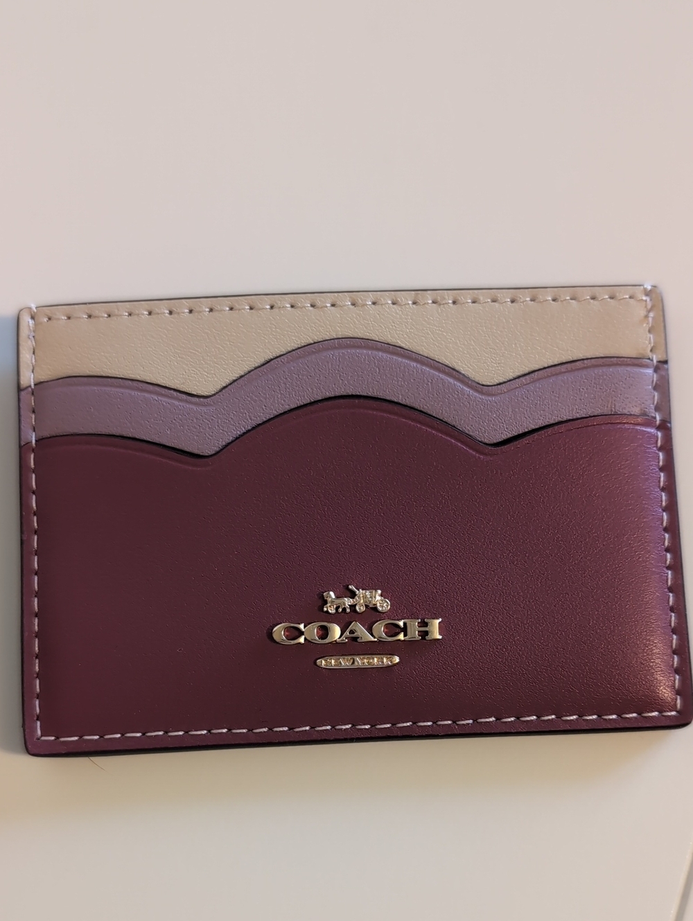 COACH Women's Burgundy & Lavender Leather Card Case